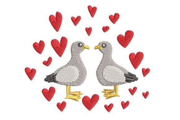 Two Cute Seagulls: Valentine Embroidery Review